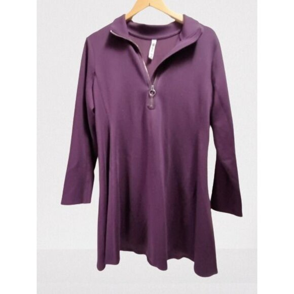 Athleta Deep Dive Dress Size LP Purple Zipper Mock Neck Long Sleeve Mini - Picture 1 of 8